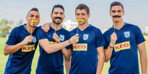 The Cypriot players sported a fake moustache...